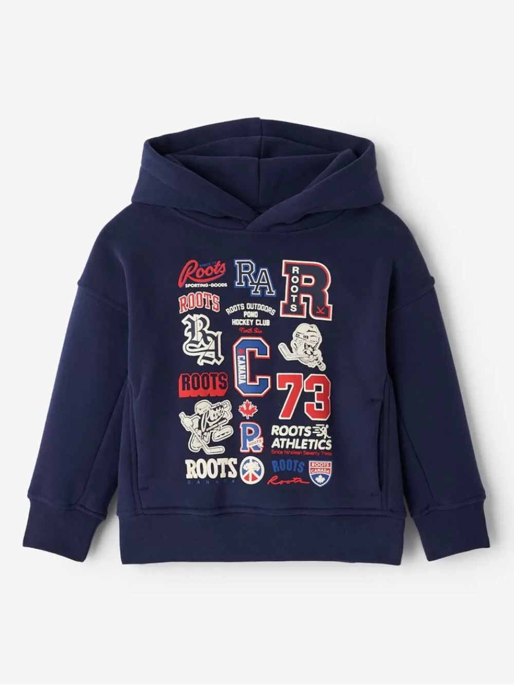 Roots Kids Hockey Legend Hoodie in Navy Blazer Logo Toddler Size 3T Sweater